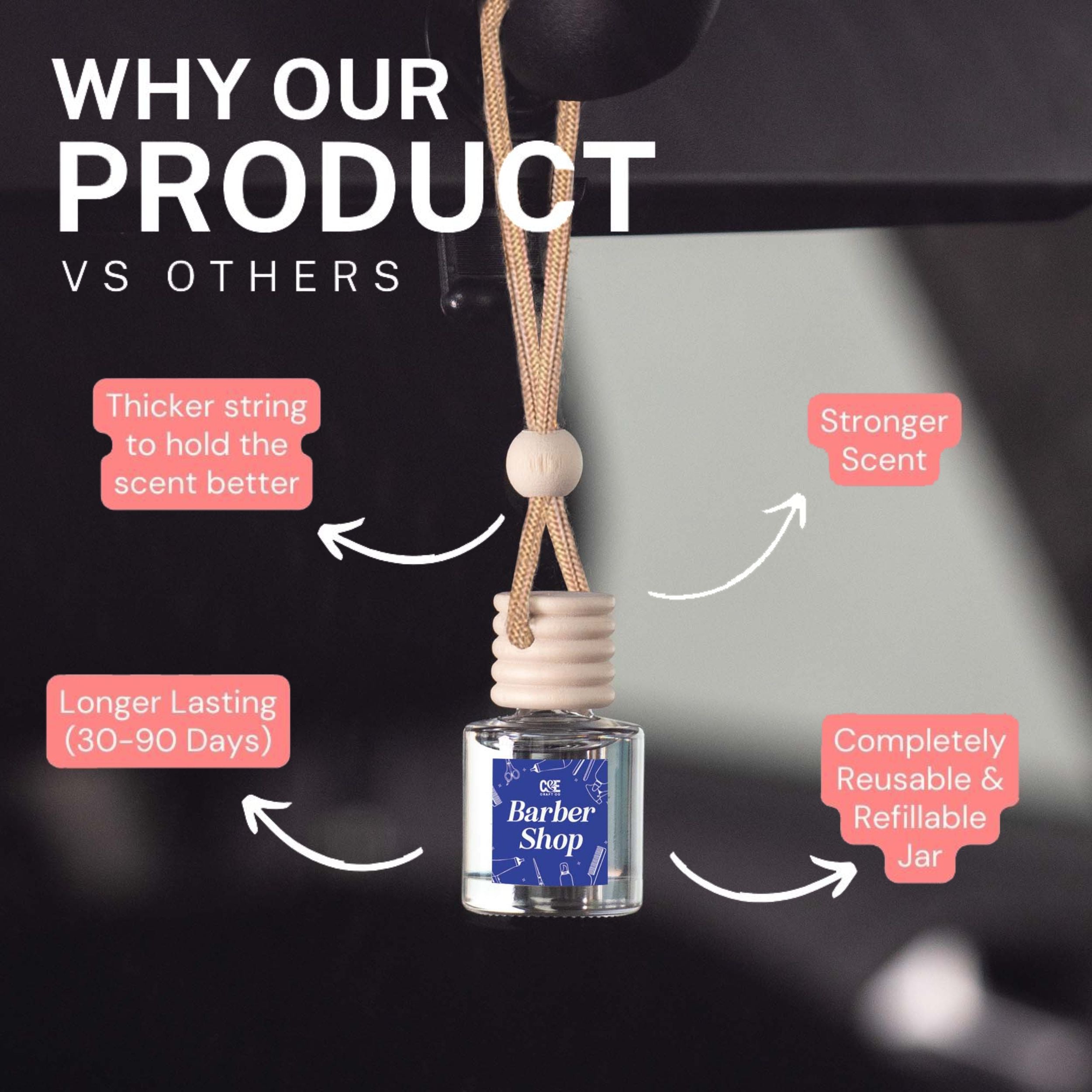 Apple + Mahogany Scented Car Freshener