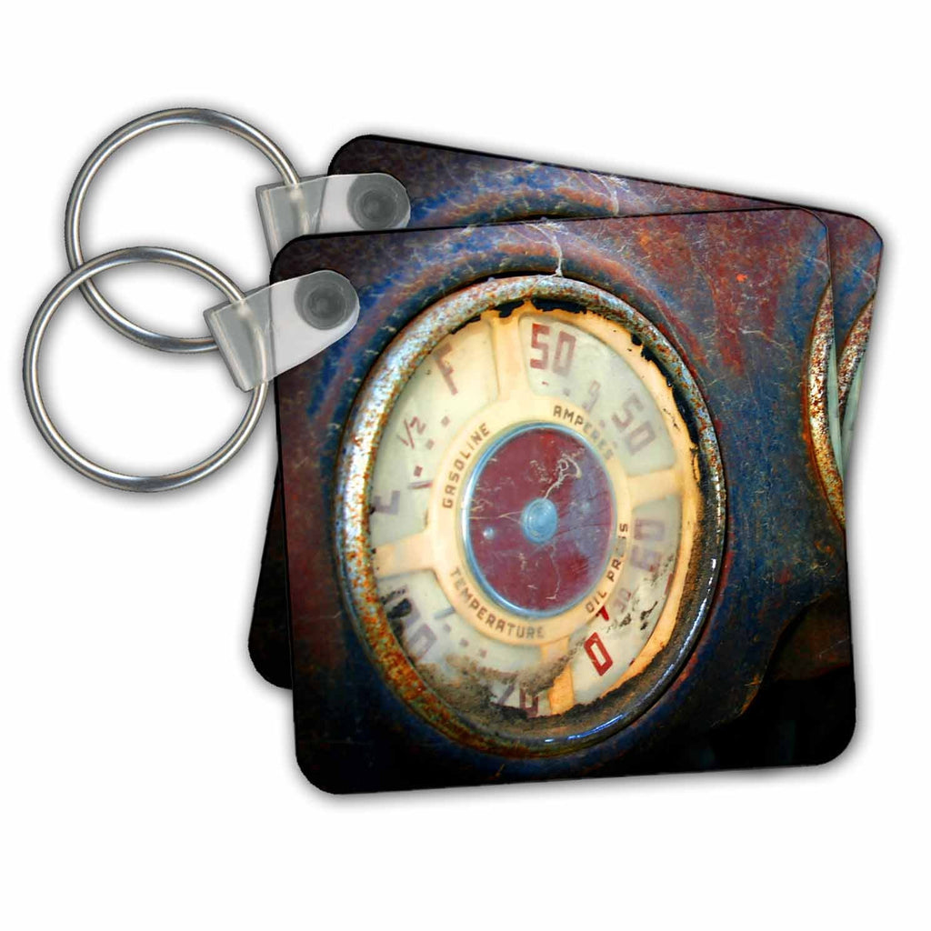 3dRose Key Chains Old automobile dashboard - car, rust, speed, texture, auto, automotive, transportation (kc-157575-1)