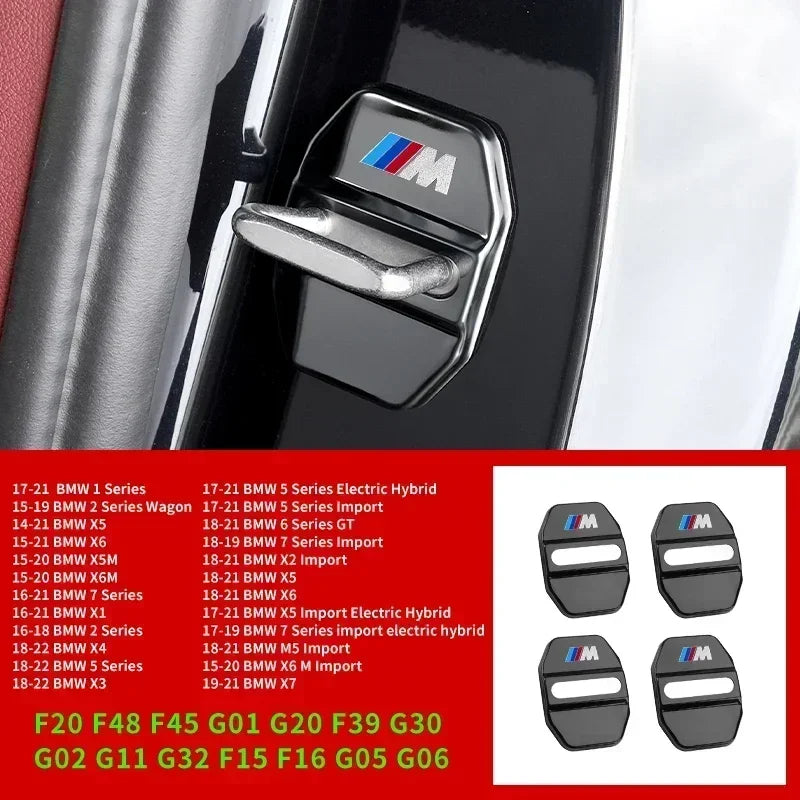 4PCS Car Door Lock Cover Carbon Fibre Stikcer Case Car Accessories For BMW E46 E90 E60 F10 E39 F30 E36 F20 E87 E90 E70 E91 E30