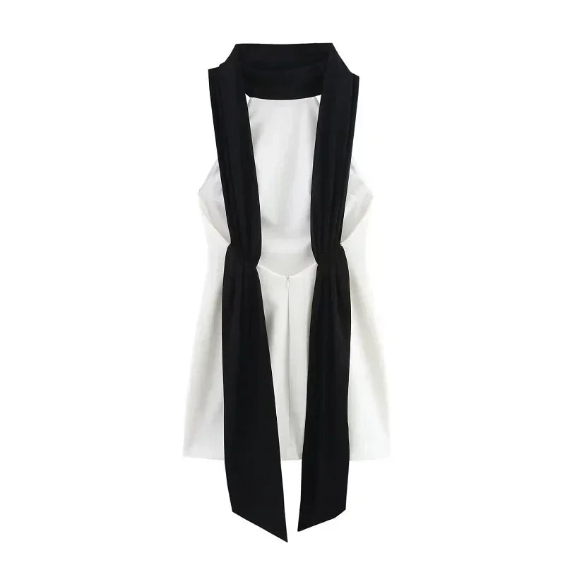 MUJER White Backless Short Dress Woman Halter Elegant Party Dresses for Women off Shoulder Mini Dress Women New in Dresses Woman