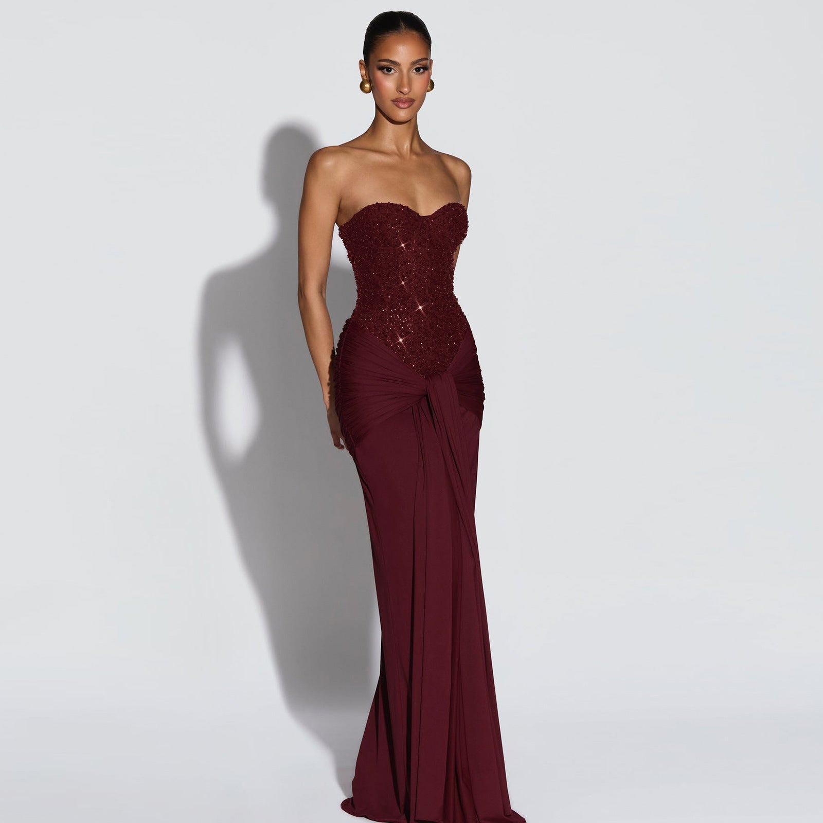 Womens Sexy Bandage Dress Adorned With Sparkling Rhinestones And Delicate Spaghetti Straps