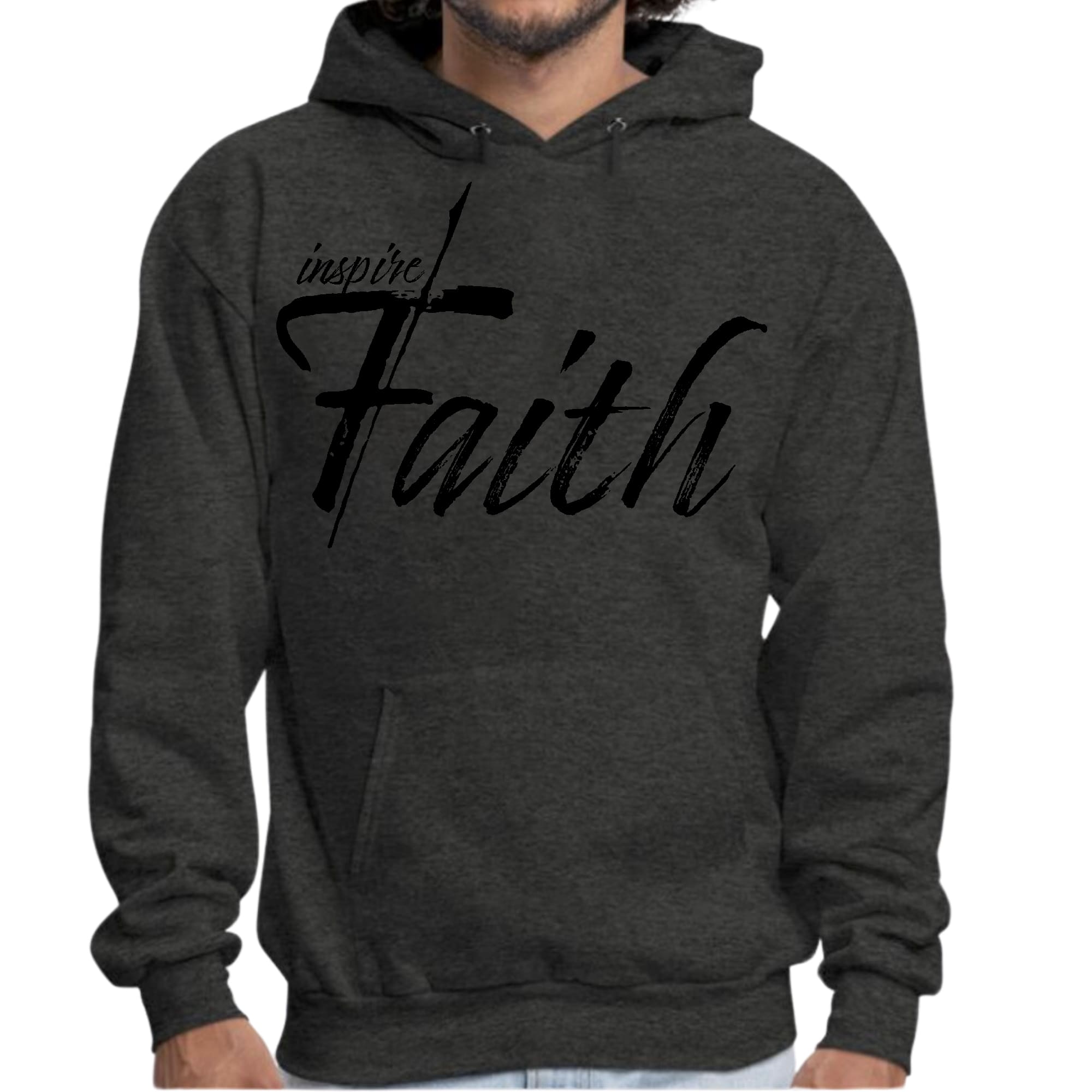 Mens Graphic Hoodie Inspire Faith Black Print