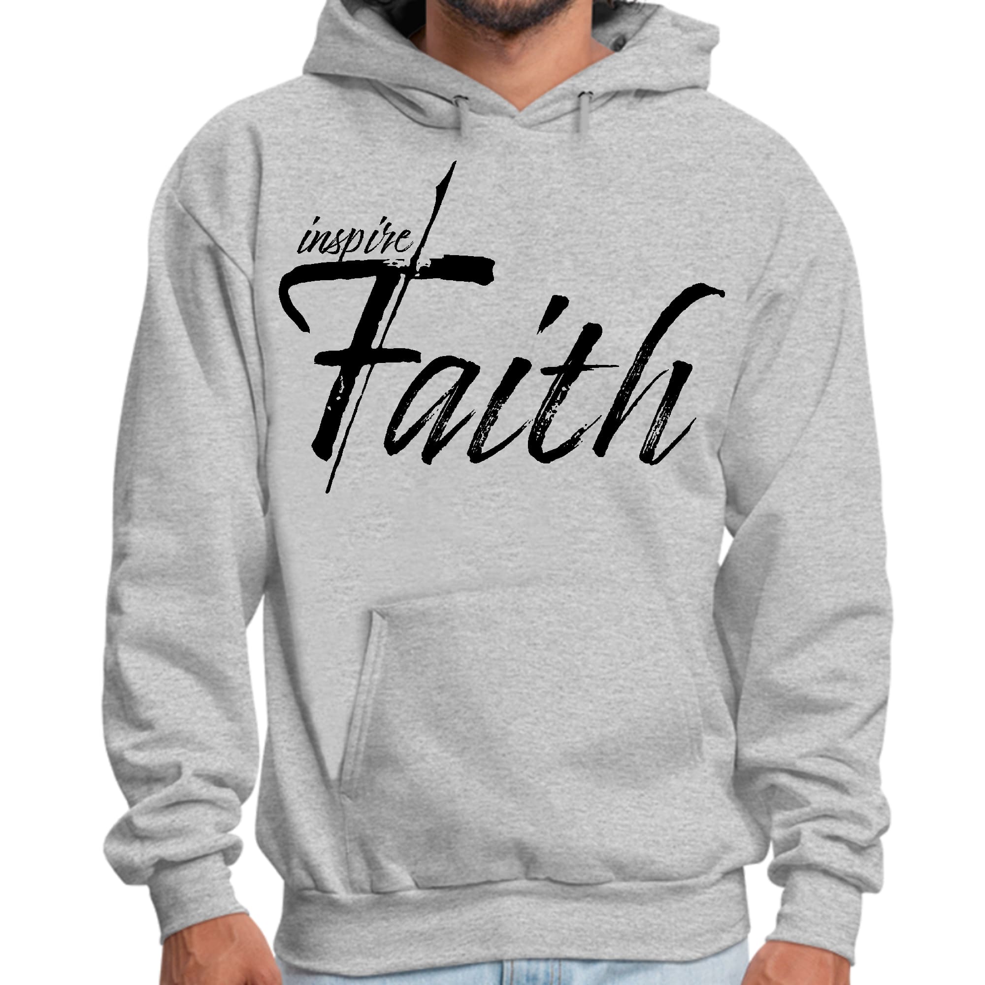 Mens Graphic Hoodie Inspire Faith Black Print