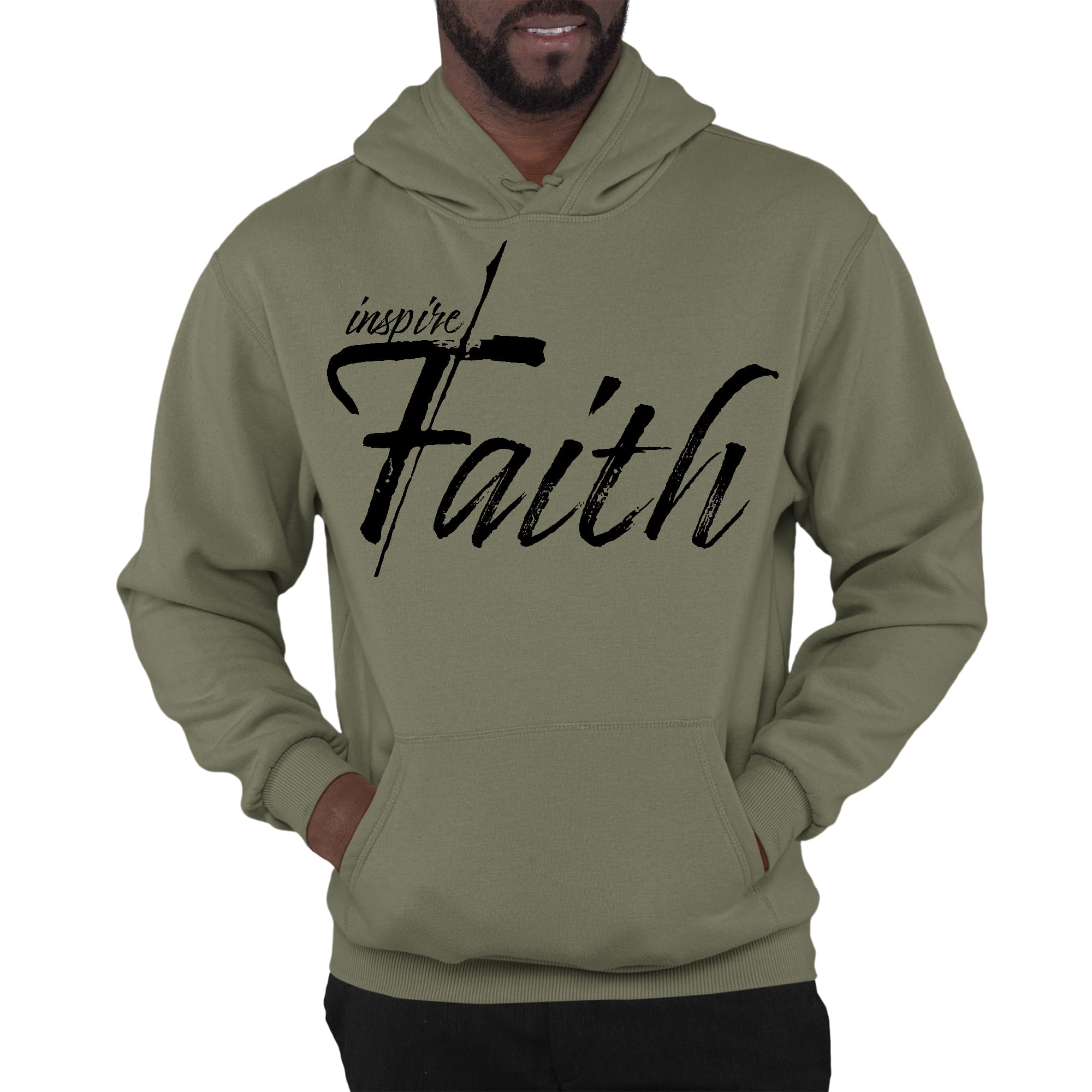 Mens Graphic Hoodie Inspire Faith Black Print