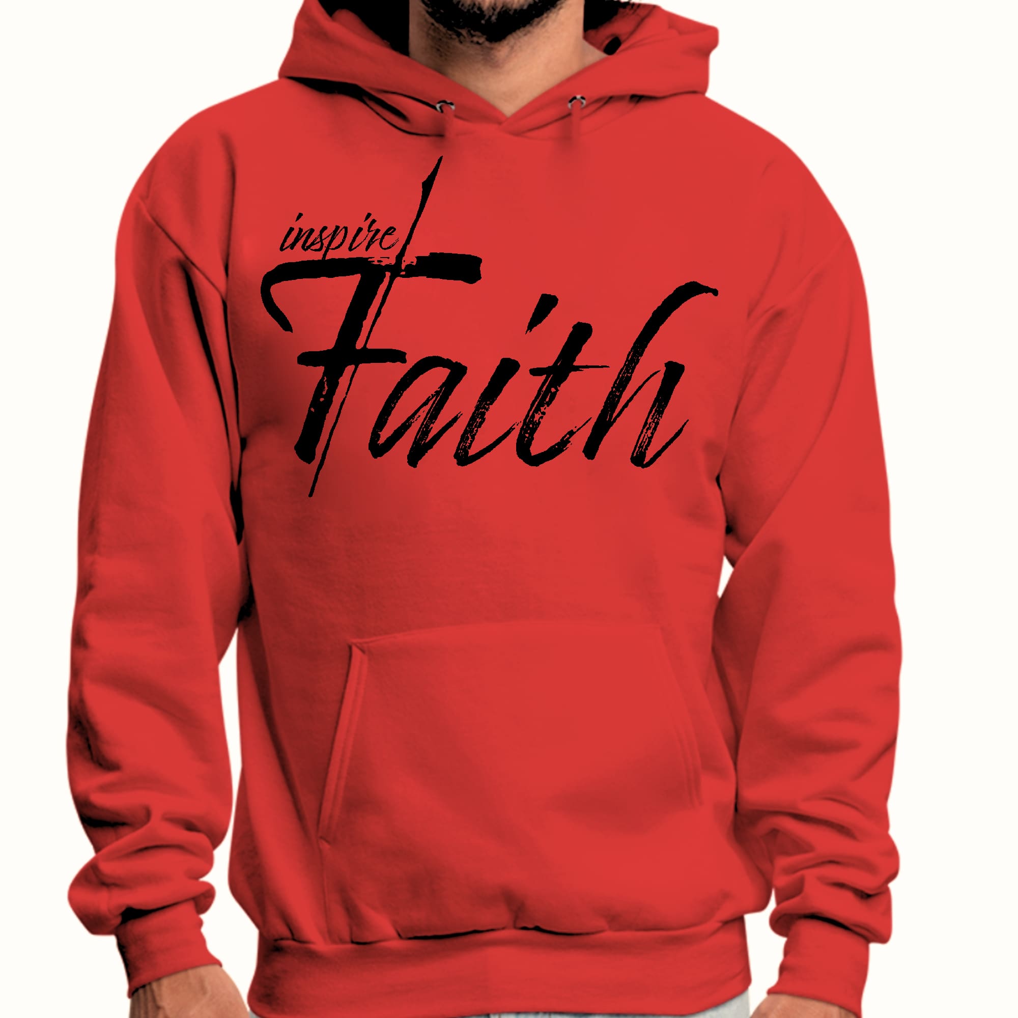 Mens Graphic Hoodie Inspire Faith Black Print