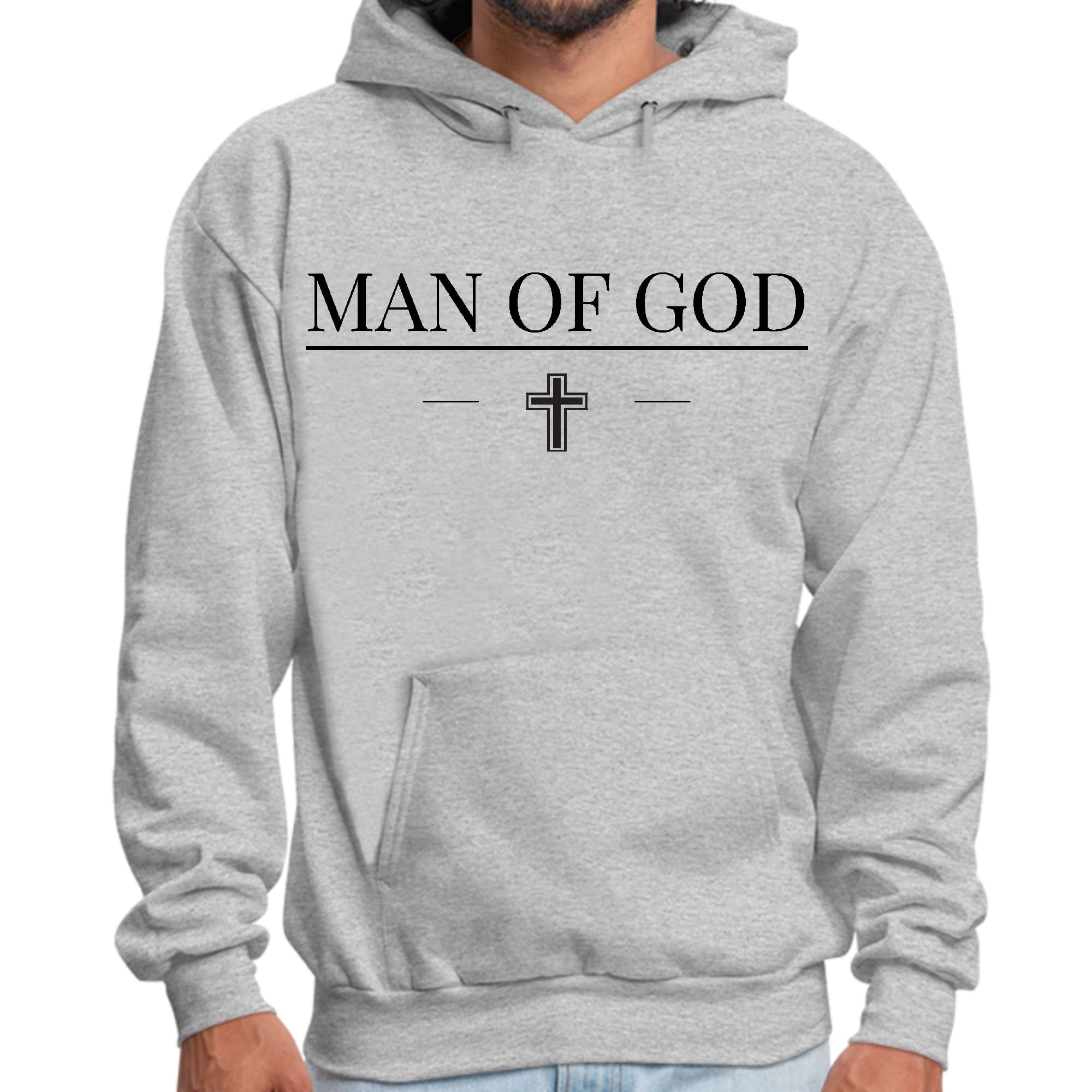 Mens Graphic Hoodie Man of God Black Print