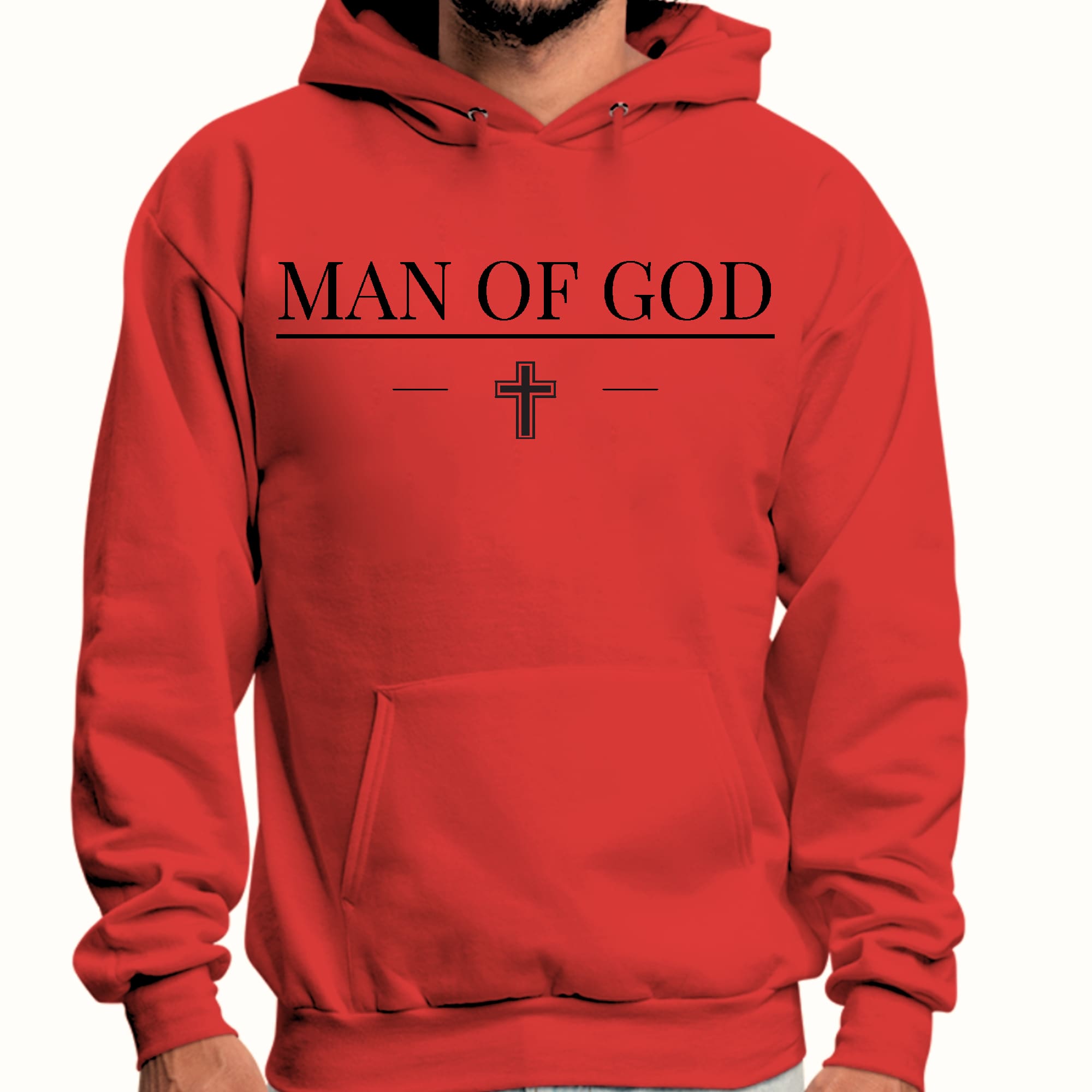 Mens Graphic Hoodie Man of God Black Print