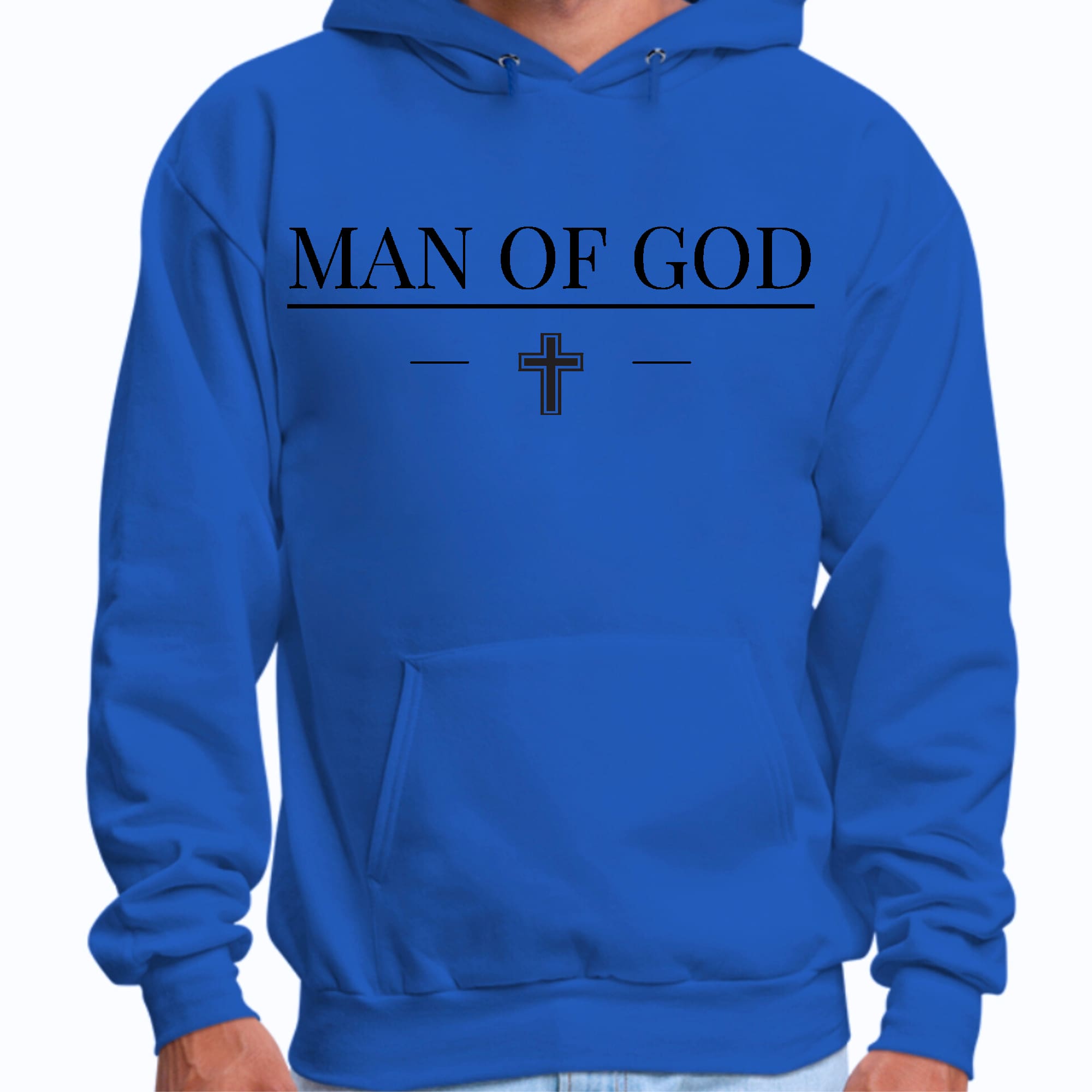 Mens Graphic Hoodie Man of God Black Print