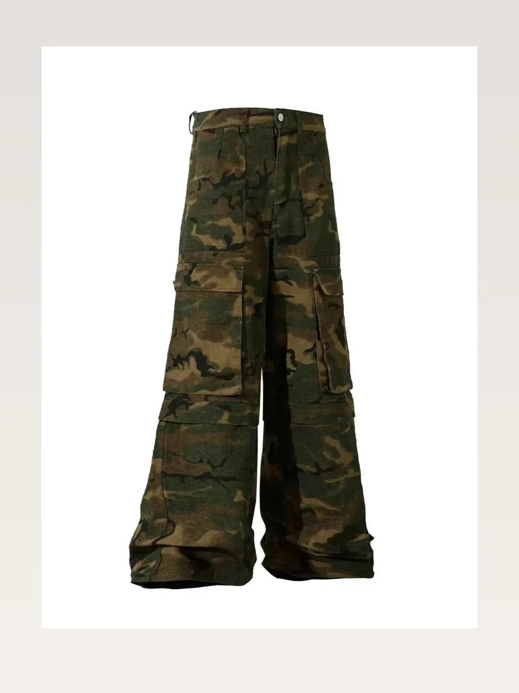Green Utility Men's Wide Leg Camouflage Cargo Pants