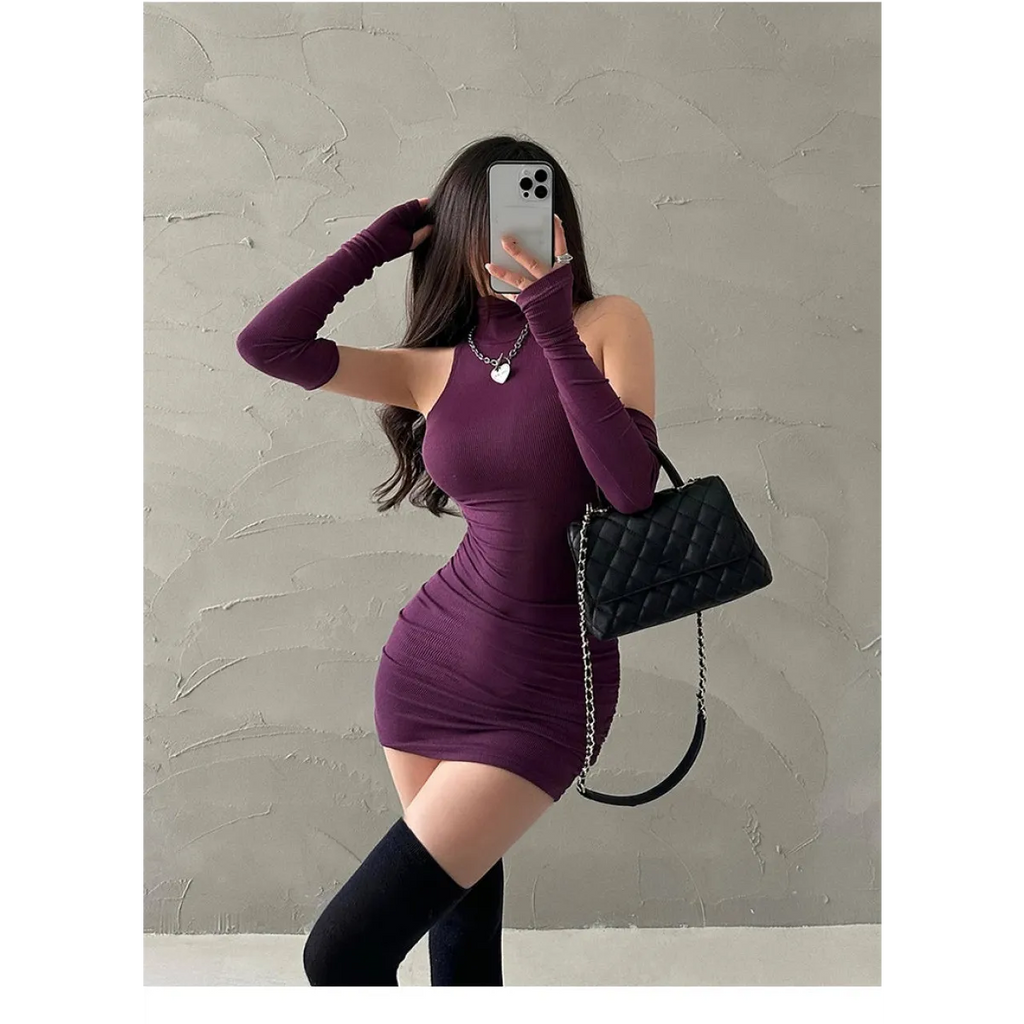 Sleeveless Mini Dress: High Neck Lace-Up